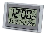 Ken-tech Atomic Radio Controlled Alarm Clock Jumbo 2 Inch Time LCD Digits with Date and Temperature