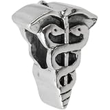 Authentic Biagi Sterling Silver Caduceus Medical Symbol Bead for European Charm Bracelet