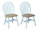IMAGE OF Set Of 2 White and Natural Finish Arrowback Dining Chairs