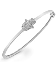 0.15 total carat Round Cut Diamond Hamsa Design Bangle in 14k Gold