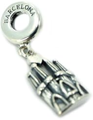 .925 Sterling Silver " Church in Barcelona Spain w/Stamp " Dangle Bead Compatible with Pandora Chamilia Kay Troll Bracelet