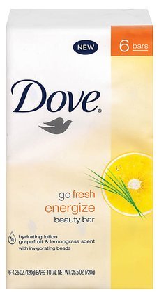 Dove Go Fresh Energize Beauty Bar, Grapefruit and Lemongrass, 8 Count (4.25 Ounce Each)