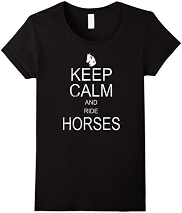 Women's Keep Calm &amp; Ride Horses Horse T Shirts For Teens Medium Black