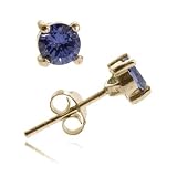 Rose Gold Vermeil (24k Gold over Sterling Silver) Tanzanite cz Stone round stud Earrings