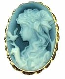 Beautiful, Romantica Cameo Pin, Italian, 18k Yellow Gold Framed, Master Carved, Agate Stone, Exceptional Value, Great Gift, Collectors Item,
