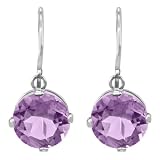 14k White Gold 8mm Pink Amethyst Dangle Earrings