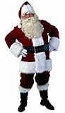 Ilishop Men's Deluxe Santa Suit 10pc. Christmas Adult Santa Claus Costume Red M