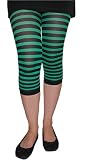 Lightweight Green Stripe Knee Length Leggings by Dance in Paris