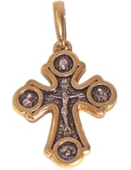 Circles design Crucifix- 24K Thick Gold and 925 silver (2.5 cm or 1 inches) Fedorov`s original masterpiece