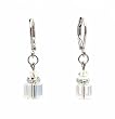 Earrings - E253 - Austrian Crystal Cube on Leverbacks ~ Clear AB Irridescent