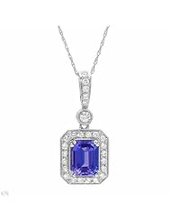 14K White Gold Tanzanite and Diamond Pendant -- LIFETIME WARRANTY