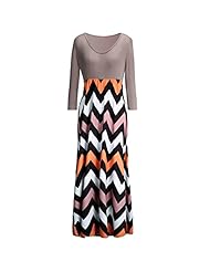 Scoop Neck Polyester/Spandex Cocktail Full Length Empire   Waistline Chevron Print Stretchy Evening Dress/Maxi Dress 