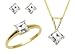 10k Yellow Gold, April Birthstone, White Topaz Ring, Pendant and Earring Set, Ring Size 7