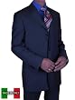 Valenti Men Suits Italian Super 150s Merino Wool Hand Tailored Made in Italy Canvas Front Complete Jacket and Pants Royal Navy
