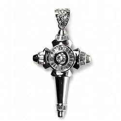 STERLING SILVER MEN'S PENDANT W/CZ 80mm - Cross