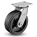 Albion 81 Series 6" Diameter Moldon Rubber on Cast Iron Wheel Heavy Duty Swivel Caster, Roller Bearing, 6-1/4" Length X 4-1/2" Width Plate, 700lbs Capacity