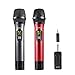 Bietrun Wireless Microphone, Professional UHF Metal Dual Handheld Cordless Dynamic Mic System Set with Rechargeable Receiver, 1/4‘’Output, Plug and Play, Instrument-Wireless-Mics for Karaoke, Wedding