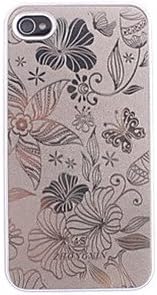 Copper Sheet Flower Pattern Hard Case for iPhone 4/4S(Assorted Colors) , Golden