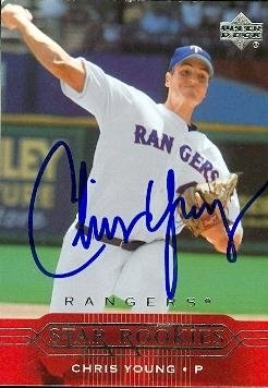Chris Young Autographed/Hand Signed MLB Baseball Card (Texas Rangers) 2004 Upper Deck #247