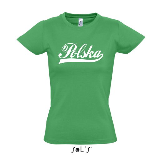 Damen T-Shirt – Polen Oldschool Polska LÄNDERSHIRT EM / WM FAN Trikot S-XXL , Kelly green – weiß , XXL