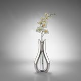 Nambe Tulip Bud Vase with White Orchid