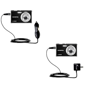 Car and Wall Charger Essential Kit for the Olympus X-940 - uses Gomadic TipExchange Technology