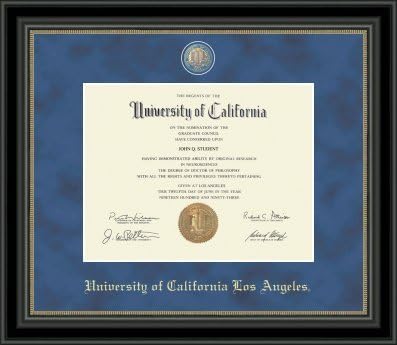 UCLA ENGRAVED MEDALLION MASTERPIECE DIPLOMA FRAME BLACK MADE IN USA UNIVERSITY OF CALIFORNIA LOS ANGELES