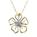 10K Gold Two-Tone Flower Pendant Necklace
