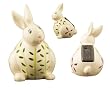 Ceramic Rabbits Color Changing Solar Garden Statuary (Set of 2)