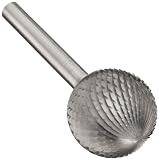 PFERD Ball Carbide Bur, Uncoated (Bright) Finish, Diamond Cut, Radius End, 1/4" Shank, 3/16" Head Diameter, 1/8" Head Length (SD-14)