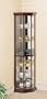 "All new item Cherry finish wood curio cabinet with glass shelves, mirrored back and glass doors"