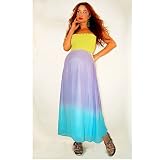 Nicole Maternity Womens Designer Three Tone Long Maxi Dress XS-2XL