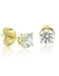 14k Yellow Gold Round Brilliant Cut Diamond Stud Earrings (GH, I1-I2, 0.50 carat)