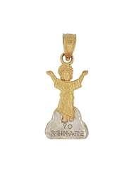 14k Yellow Gold, Mini Divine Infant Child Jesus Pendant Charm 10mm Wide