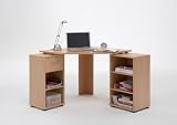 BEECH Colour Wood Corner Computer / PC Work Station Table Desk with 5 Compartments, Drawer and Keyboard Shelf by DMF