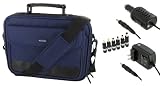 rooCASE 3n1 Acer AO532h-2406 10.1-Inch Garnet Red Netbook Carrying Bag Case with DC 12v Car Charger and AC Adapter Wall Charger - Classic Series - Dark Blue / Black