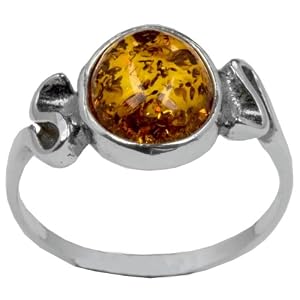 Sterling Silver Honey Amber Oval Ring