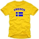 Coole-Fun-T-Shirts Herren  SCHWEDEN T-SHIRT MIT FLAGGE, GELB, S