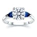 1.75 CT ROUND DIAMOND W PEAR BLUE SAPPHIRE RING 18K