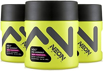 Neon Sport Volt Creatine Free Preworkout Berry Pomegrante 36 Servings [3 Pack]