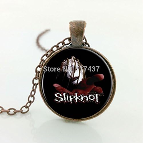 Pretty Lee Round Glass Necklace Rock Band Slipknot Necklace Glass Handmade Retro Chain Art Glass Cabochon Necklace