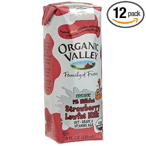 Organic Valley Strawberry Lowfat Milk, 8-Ounce Aseptic Carton (Pack of 12)