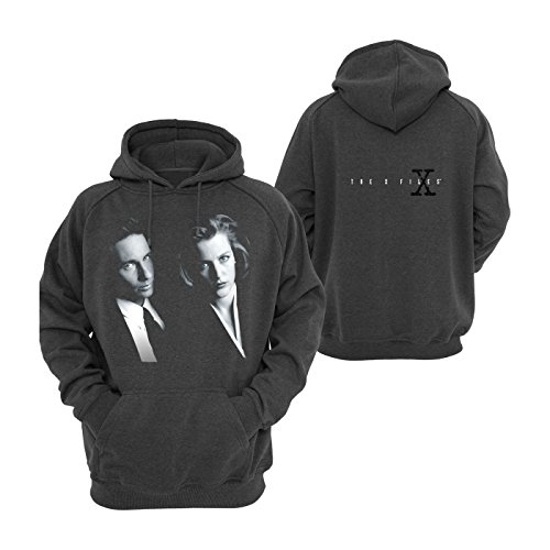 The X-Files Men's Mulder and Scully Hoodie Grey XL