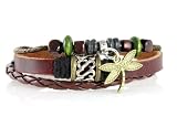 Dragonfly Leather Zen Bracelet, Fits 6 to 9 Inches