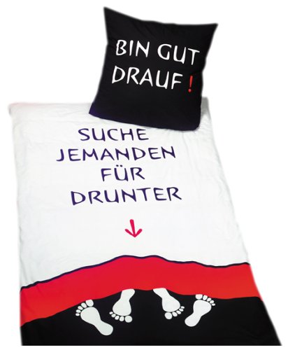 Childrens Toyshop  Spielwaren : Herding, 4459/35.050, Bettwäsche "Bin gut drauf,  . . . " ( Your Best ), Größe: 80/80 cm - 135/200 cm, Material: 100% Baumwolle ( Linon )