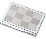 Silver Checkered Pattern Chrome Plated Metal Money and Business Card Case