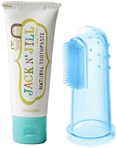Baby Buddy Silicone Finger Toothbrush with Jack N' Jill Natural Toothpaste, Blue