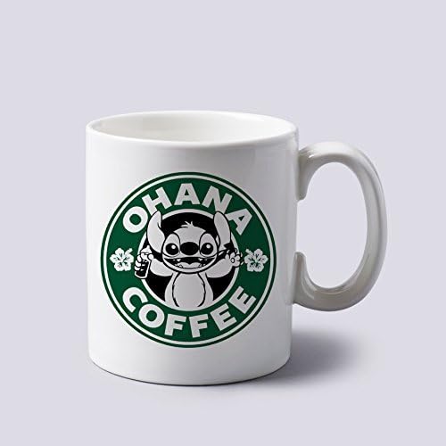 Ohana Coffee Lilo and Stitch Mug Cup Two Sides 11 Oz Ceramics by TVC