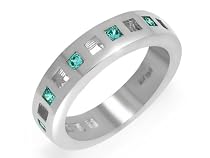 Ladies Sterling Silver Blue Cubic Zirconia Band Ring
