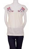 Trinity Embroidered Metallic Lurex Boho Peasant Baby Doll Tie Back Contrast Cream Top Ivory